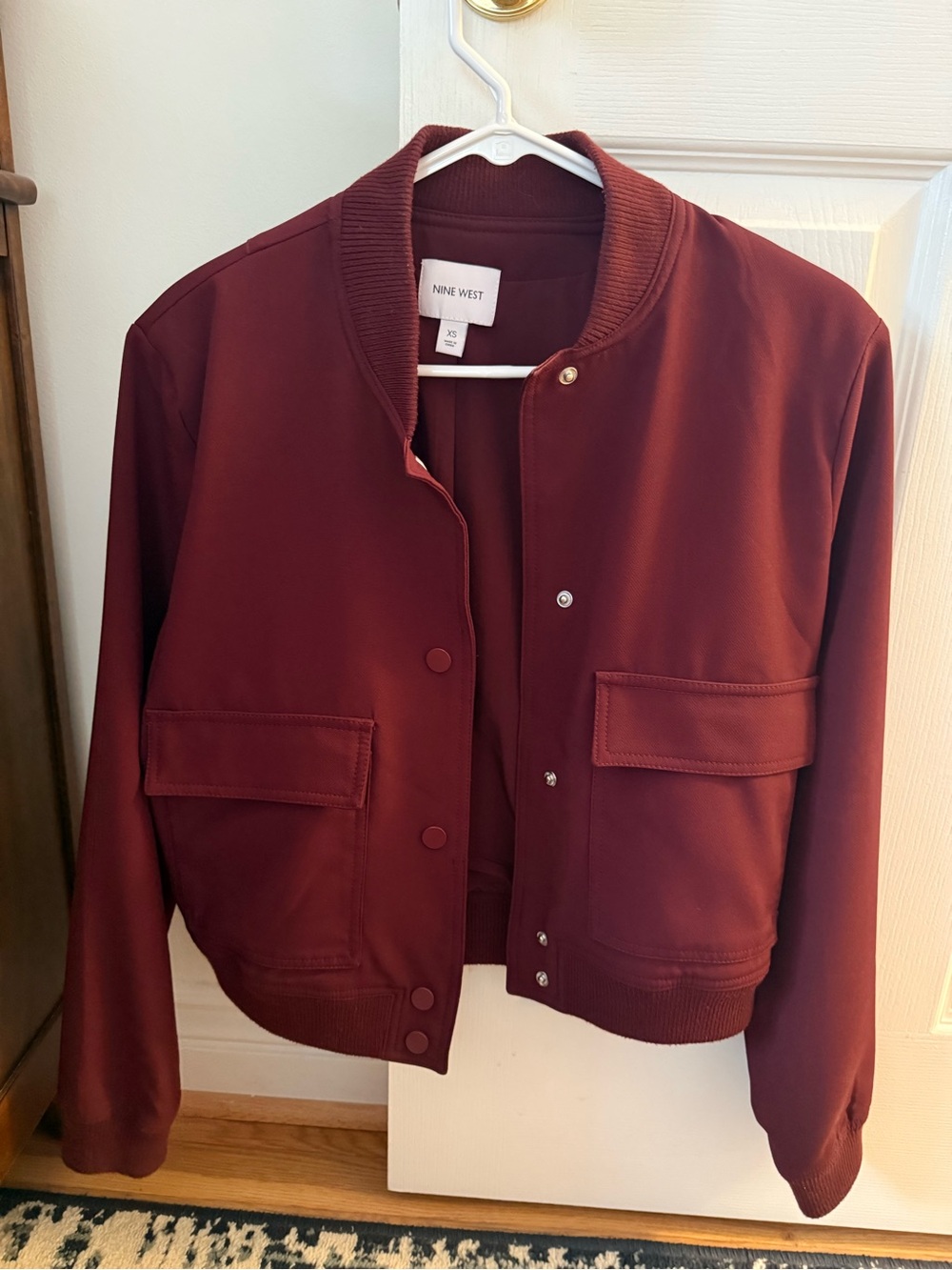 Nine West Burgundy Bomber Jacket